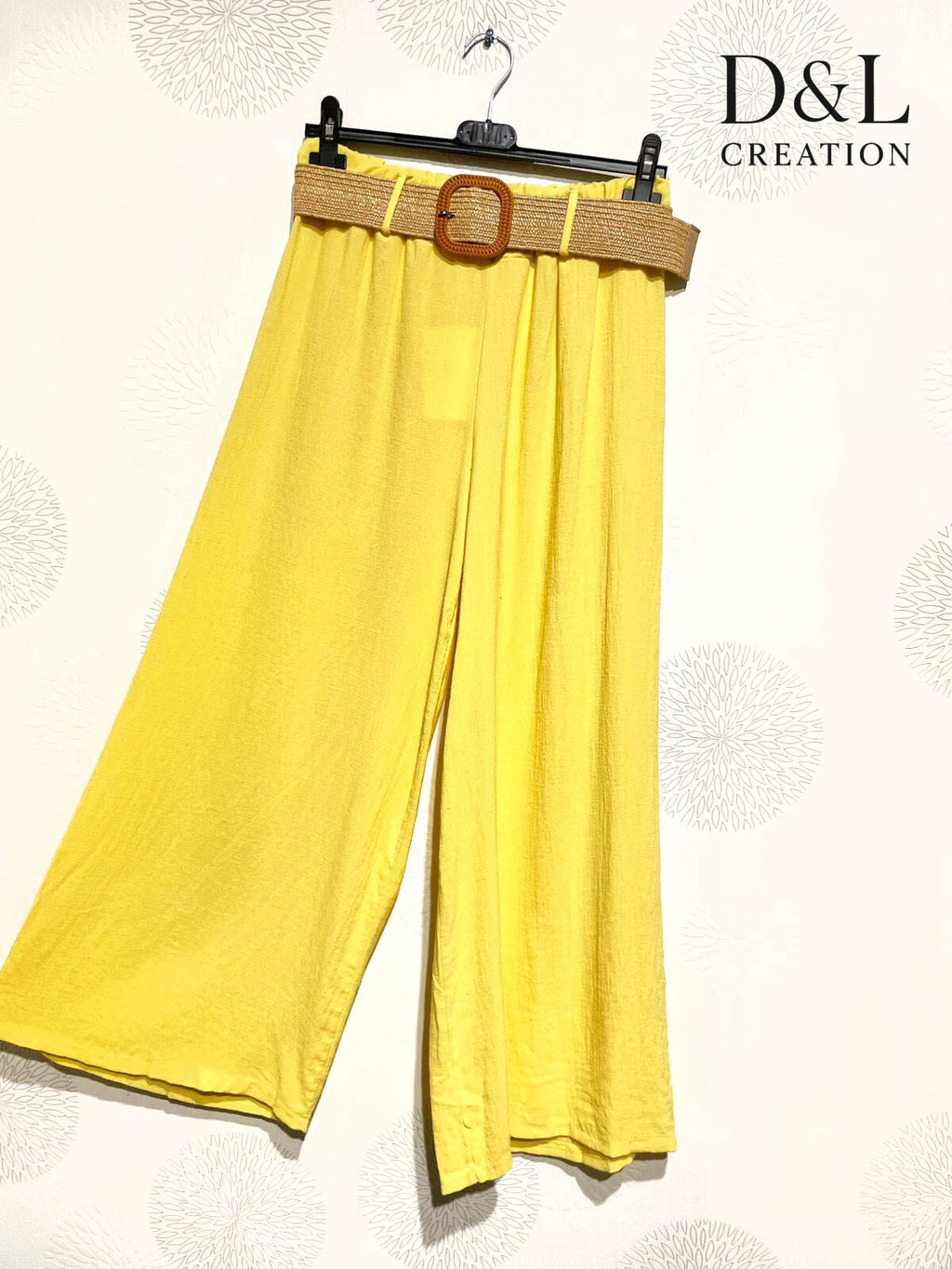 Plus Size Wide leg trousers 70% linen with belt size 38 to 50