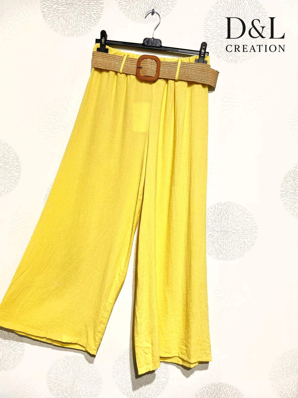 Plus Size Wide leg trousers 70% linen with belt size 38 to 50