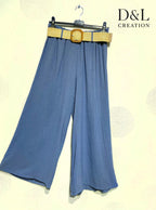 Plus Size Wide leg trousers 70% linen with belt size 38 to 50