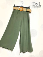 Plus Size Wide leg trousers 70% linen with belt size 38 to 50