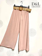 Plus Size Wide leg trousers 70% linen with belt size 38 to 50