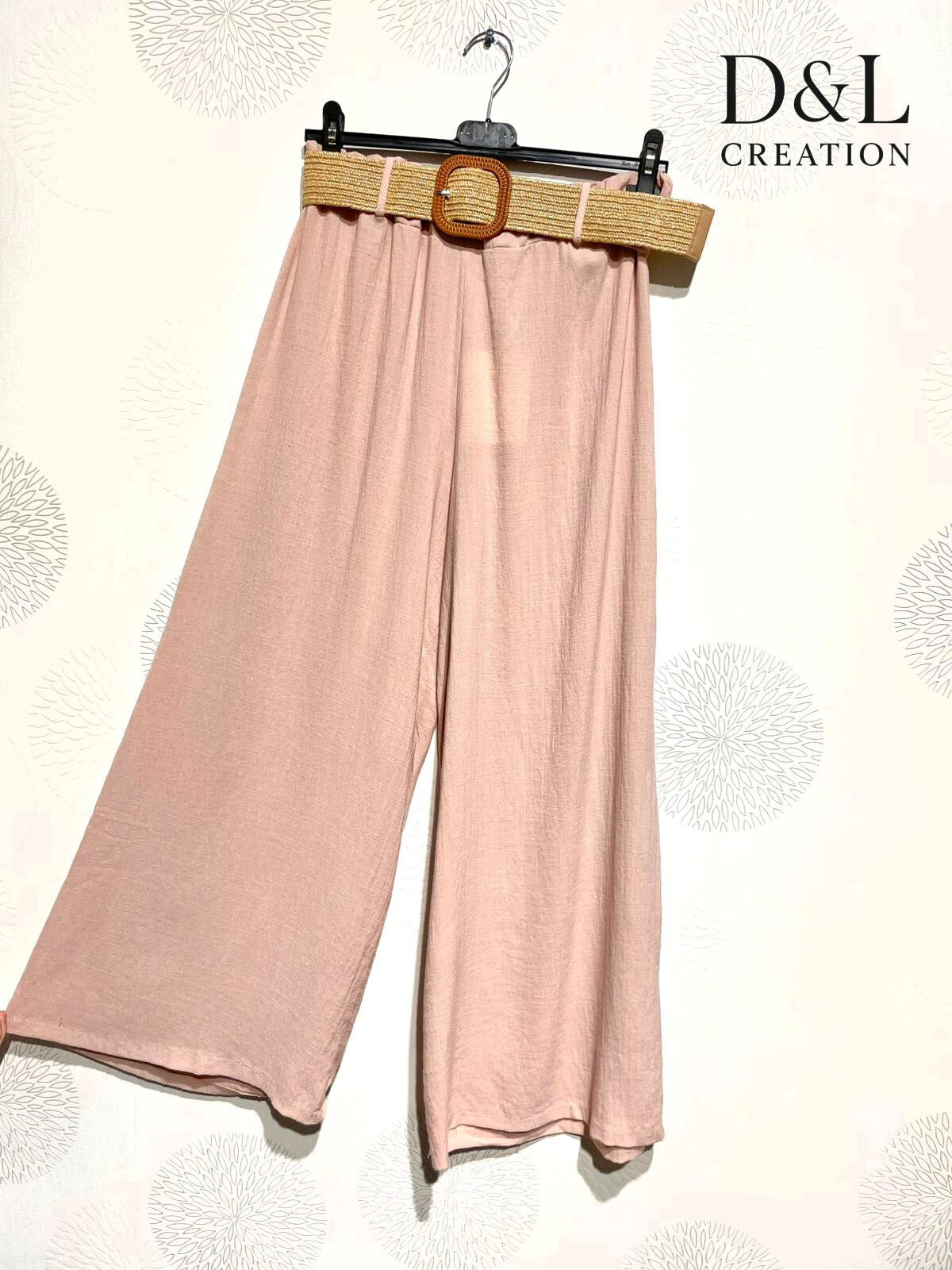 Plus Size Wide leg trousers 70% linen with belt size 38 to 50
