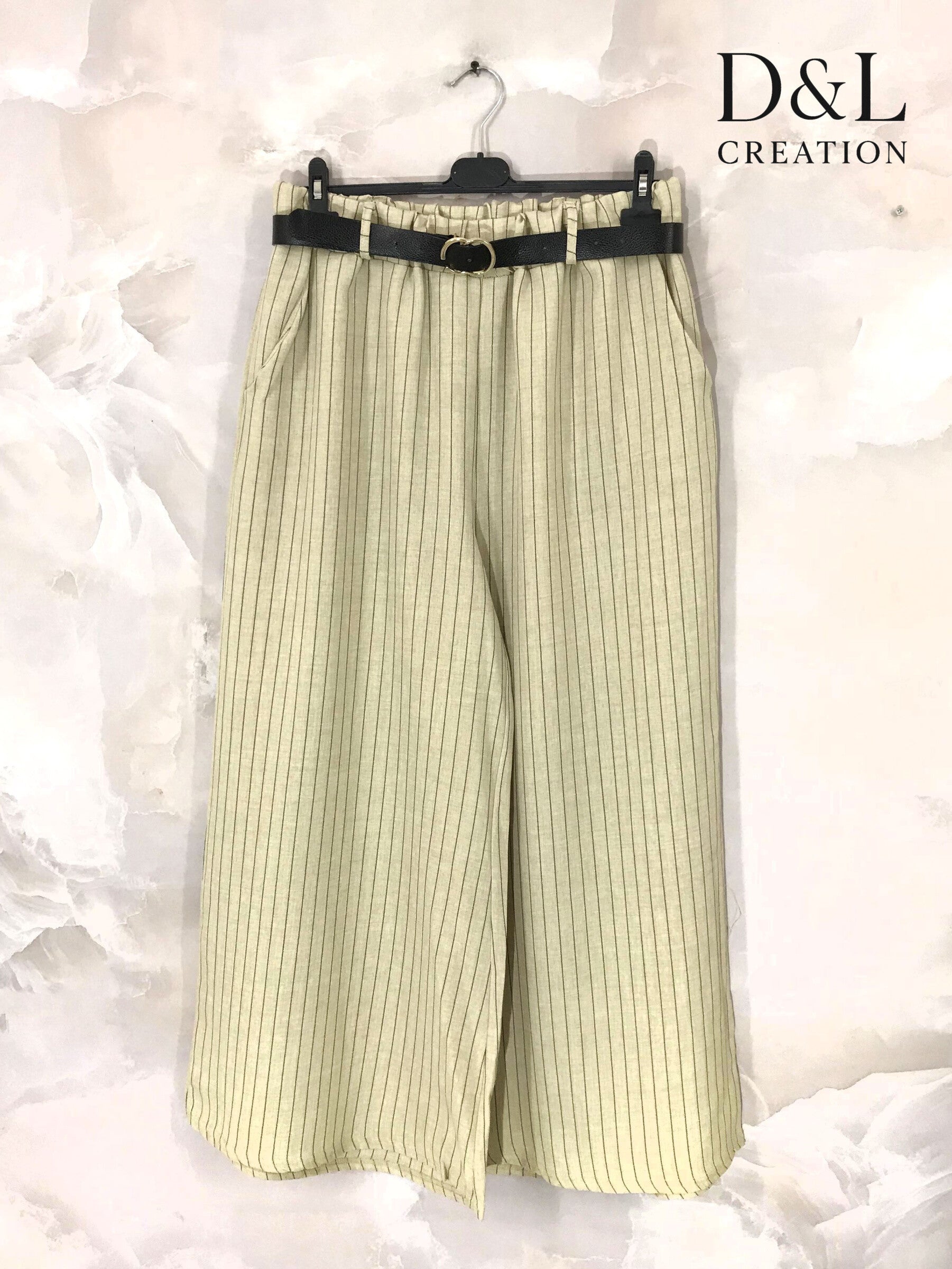 Striped wide-leg pants sizes 38 to 50 i Plus Size