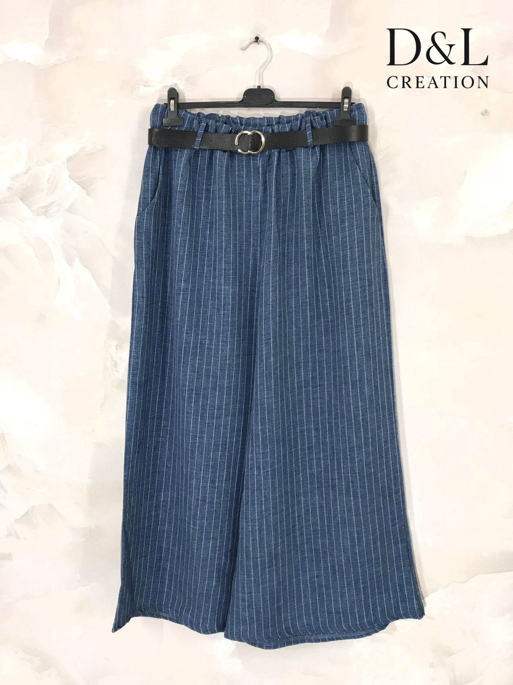 Striped wide-leg pants sizes 38 to 50 i Plus Size