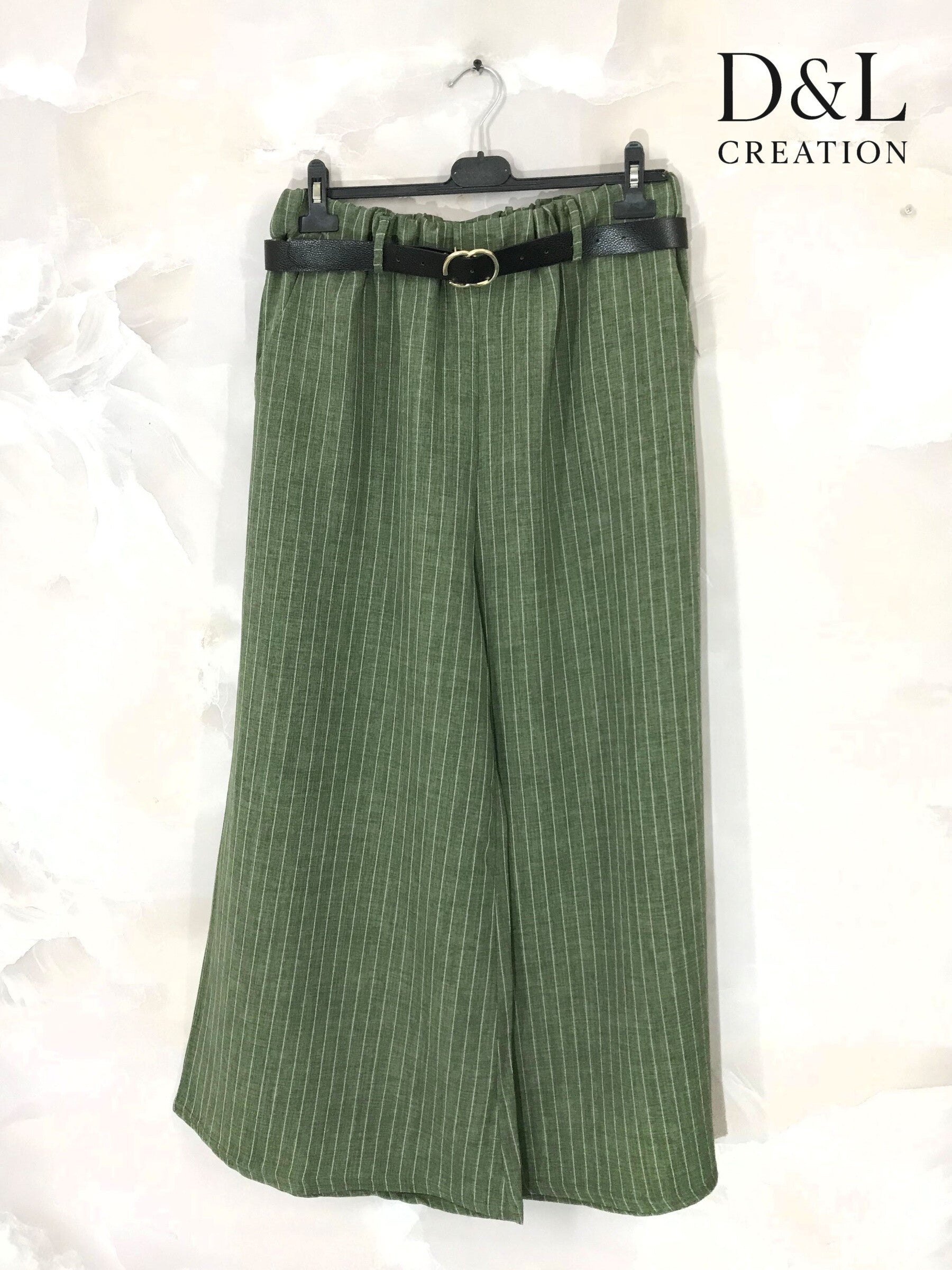 Striped wide-leg pants sizes 38 to 50 i Plus Size