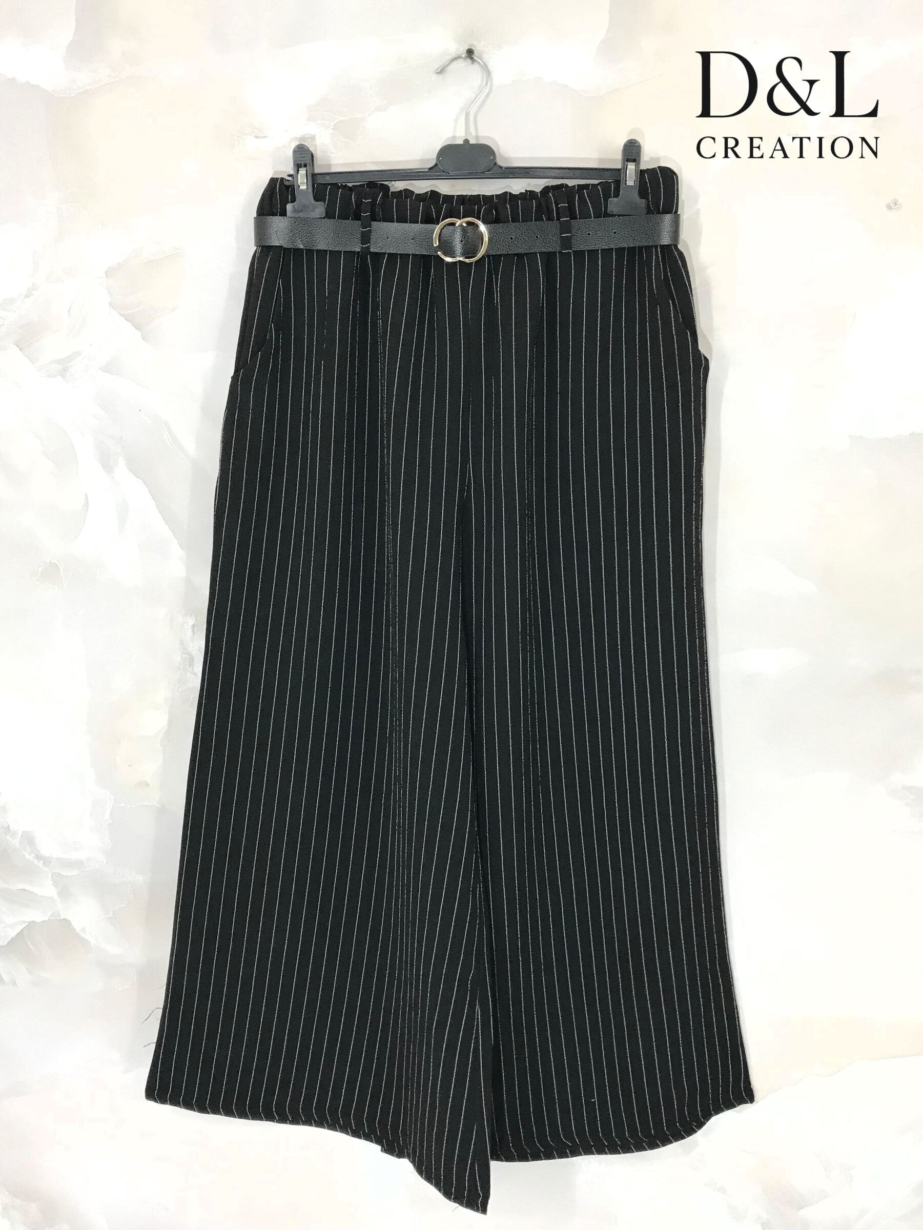 Striped wide-leg pants sizes 38 to 50 i Plus Size