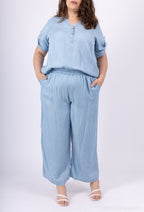 Plus Size Large leg pants with Téncel T40 denim pockets at T52