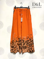 Plus Size Vidben Leopardmönstrade Buxor i Bomull 38-46