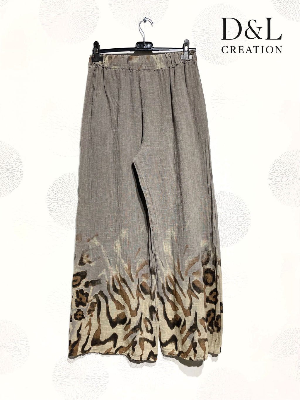 Plus Size Vidben Leopardmönstrade Buxor i Bomull 38-46