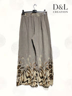Plus Size Vidben Leopardmönstrade Buxor i Bomull 38-46