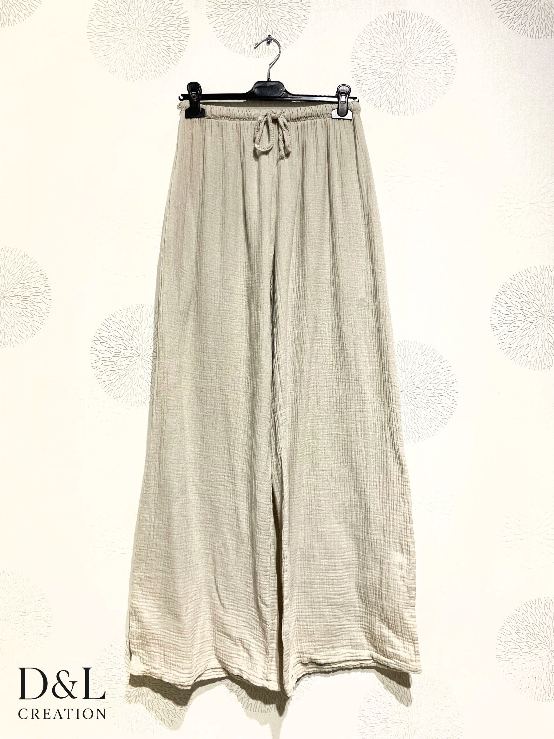 Plus Size Large leg pants in double cotton gauze T38 at T48