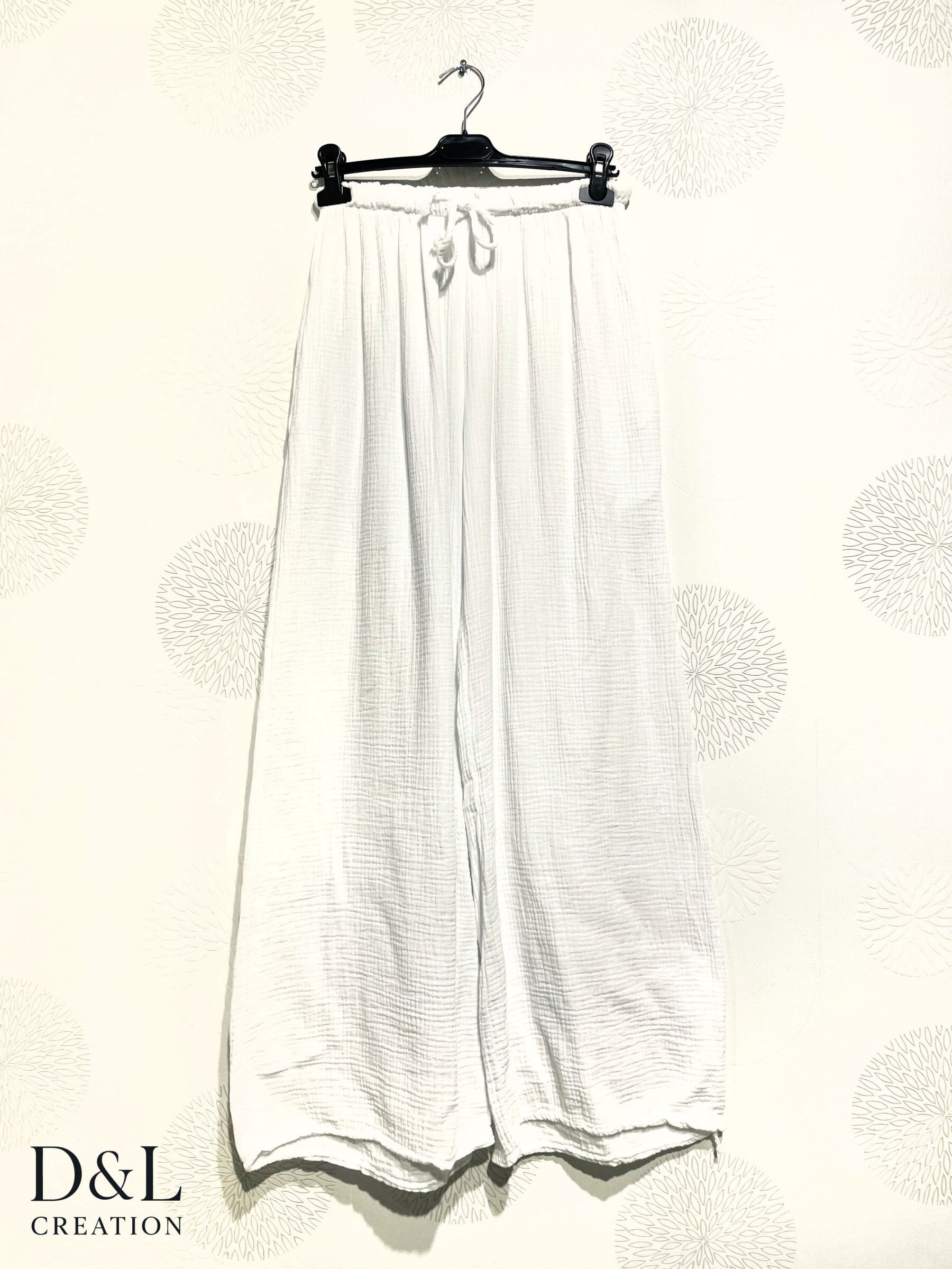 Plus Size Large leg pants in double cotton gauze T38 at T48