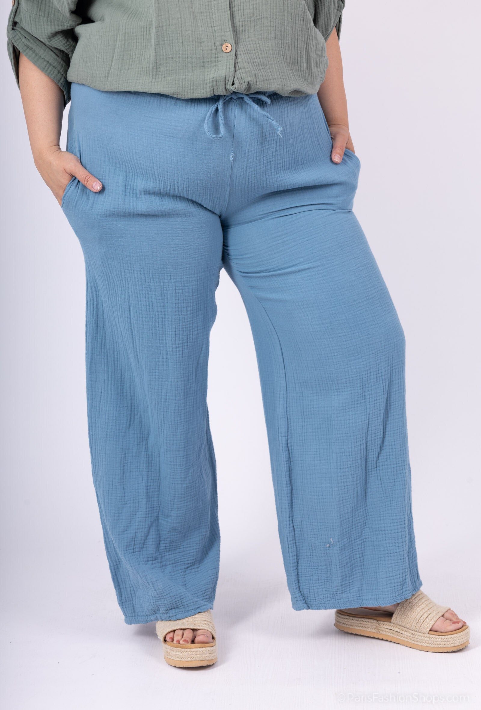 Plus Size Leggings i Dubbel Bomullsgaze T38-T48
