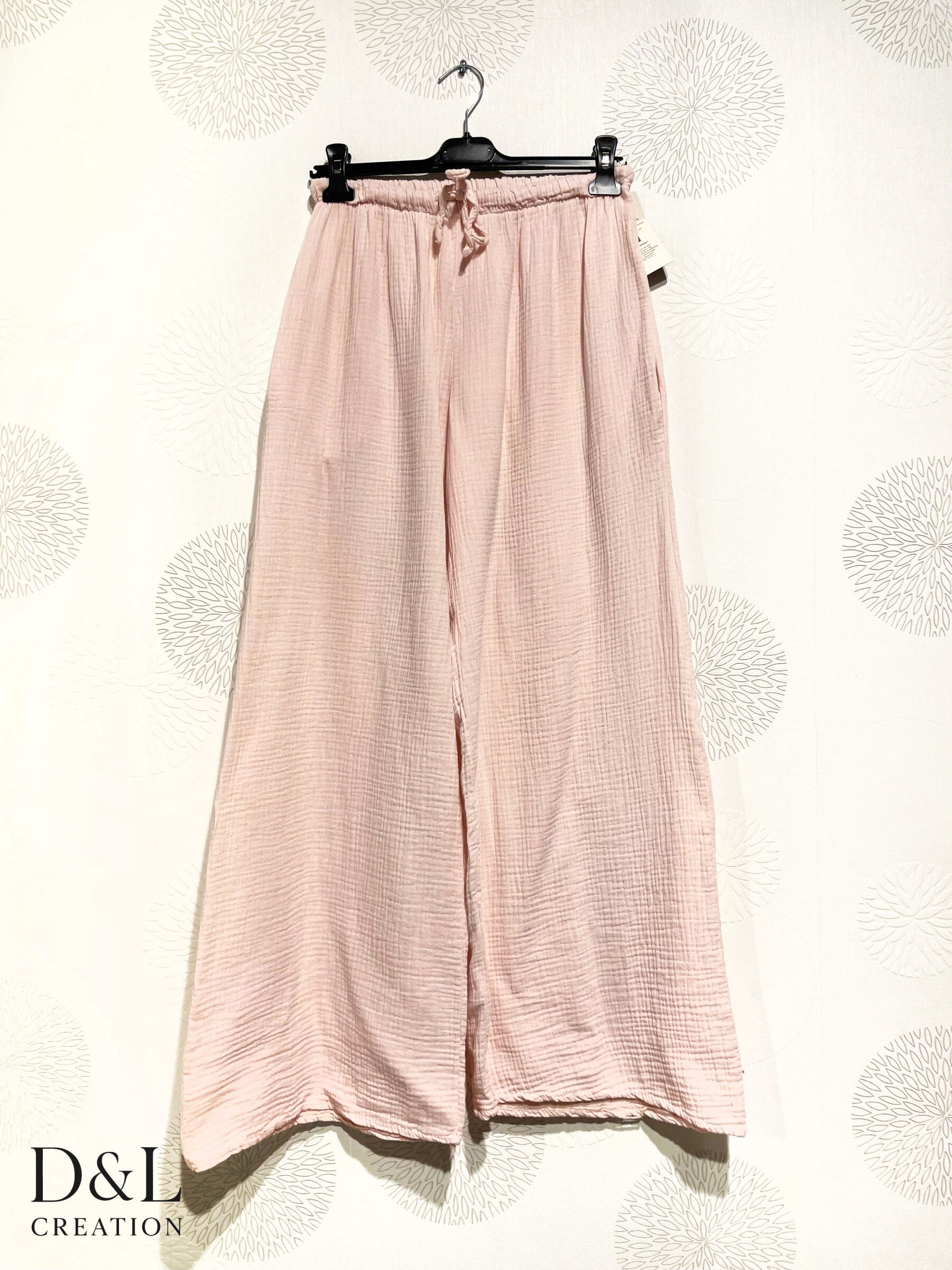 Plus Size Large leg pants in double cotton gauze T38 at T48