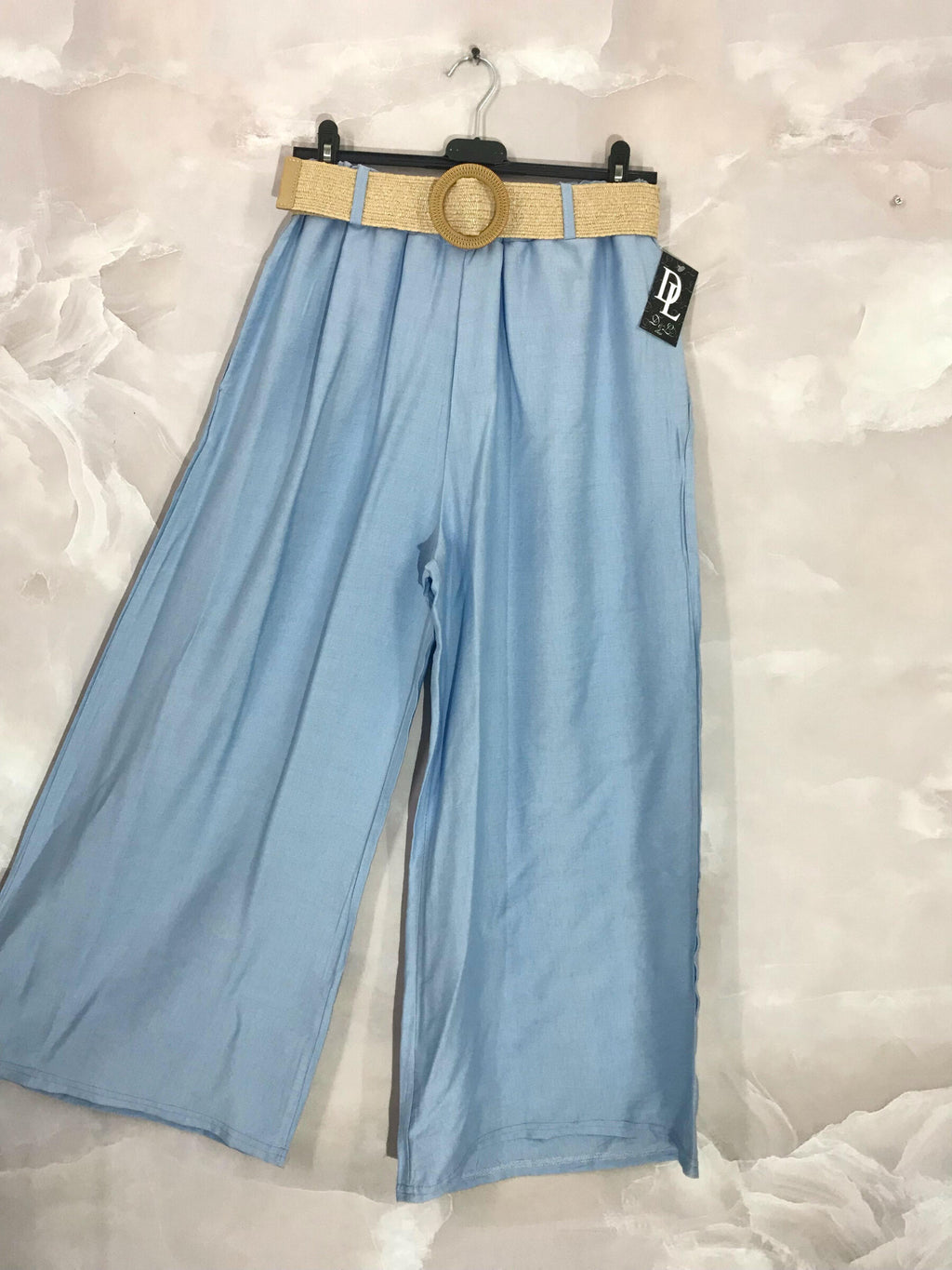 Plus Size Ungled wide leg pants with belt