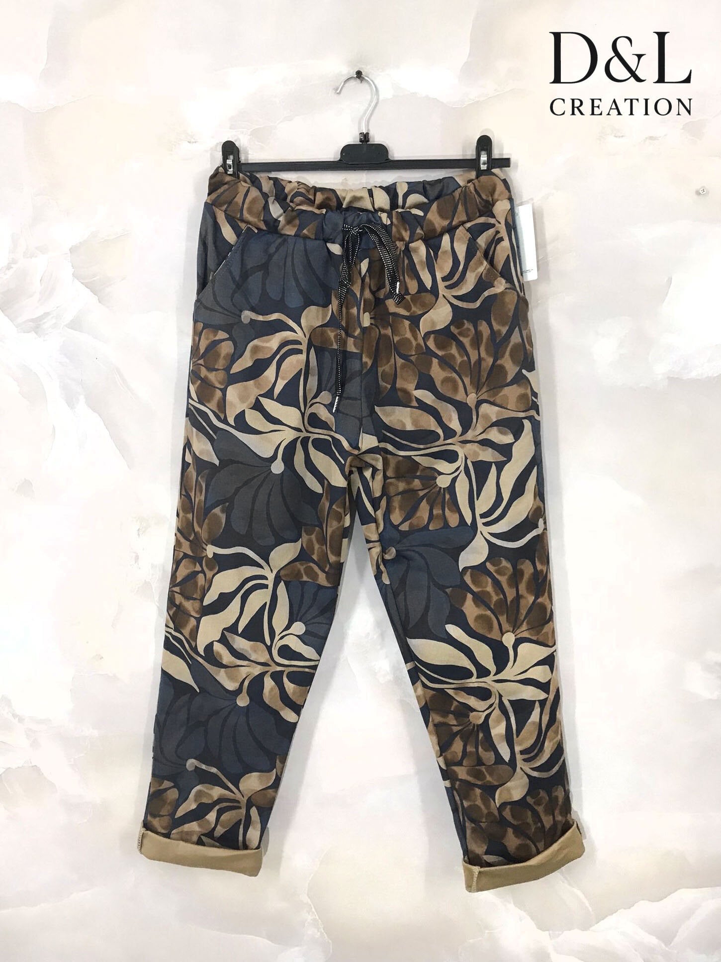 Printed suede pants sizes 38 to 48 i Stor Storlek