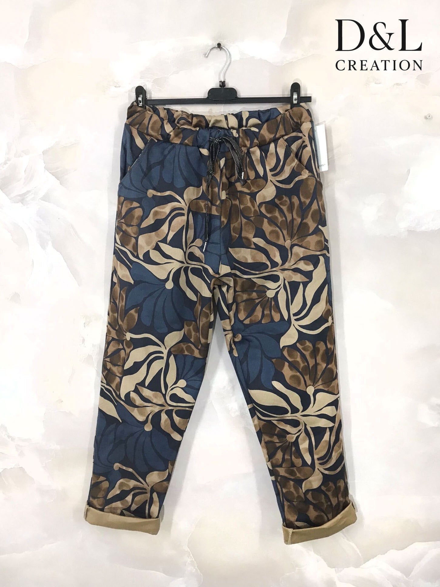 Printed suede pants sizes 38 to 48 i Stor Storlek