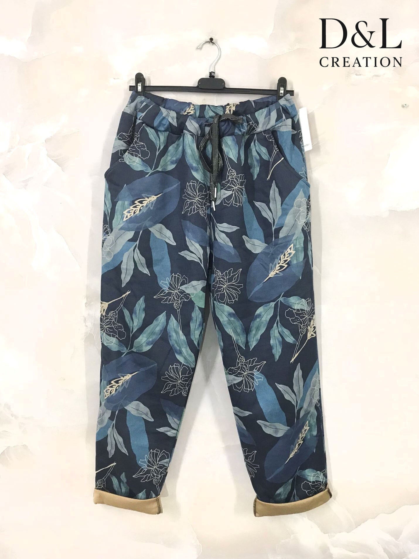 Plus Size Tryckt Mockaskinnbyxor