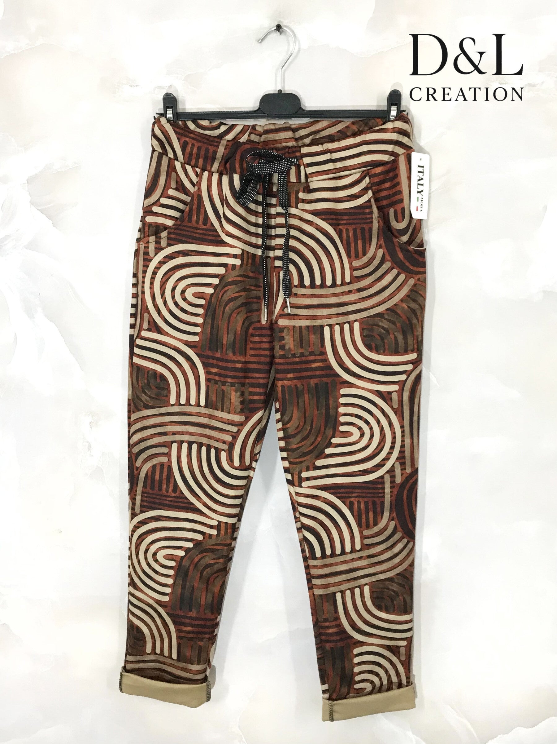 Printed suede pants sizes 38 to 48 i Stor Storlek