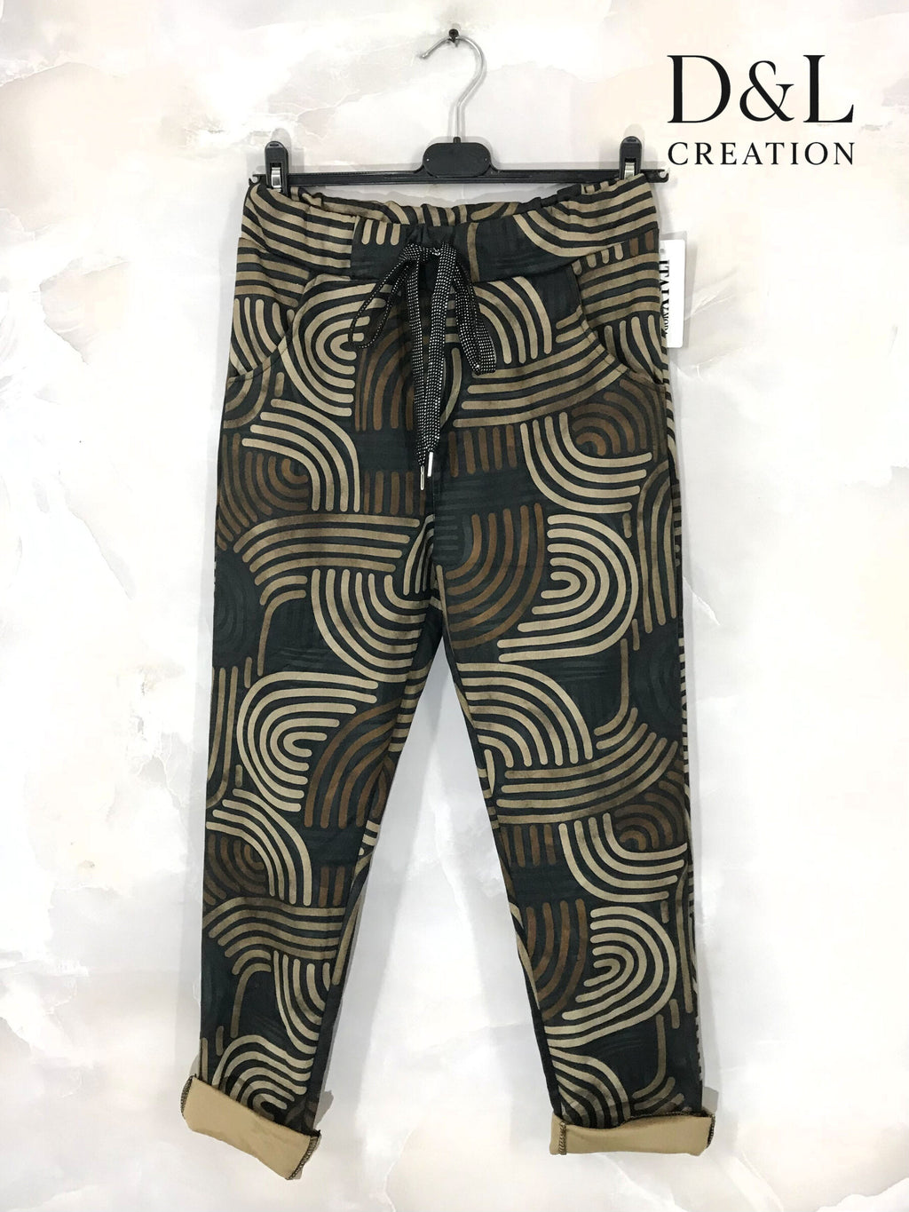 Printed suede pants sizes 38 to 48 i Stor Storlek