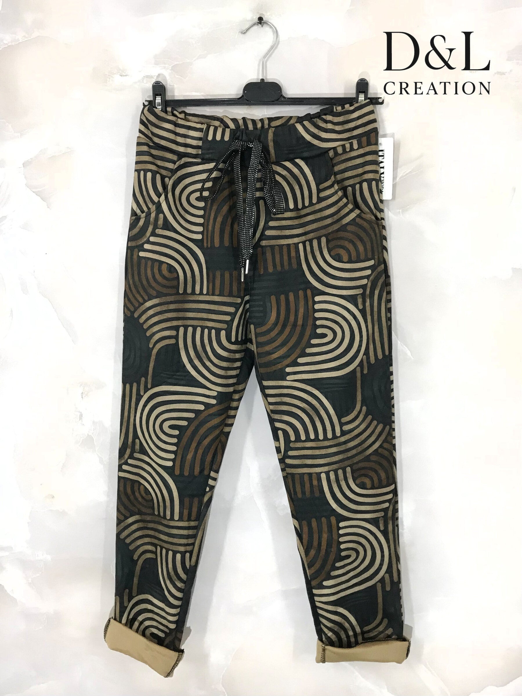 Printed suede pants sizes 38 to 48 i Stor Storlek
