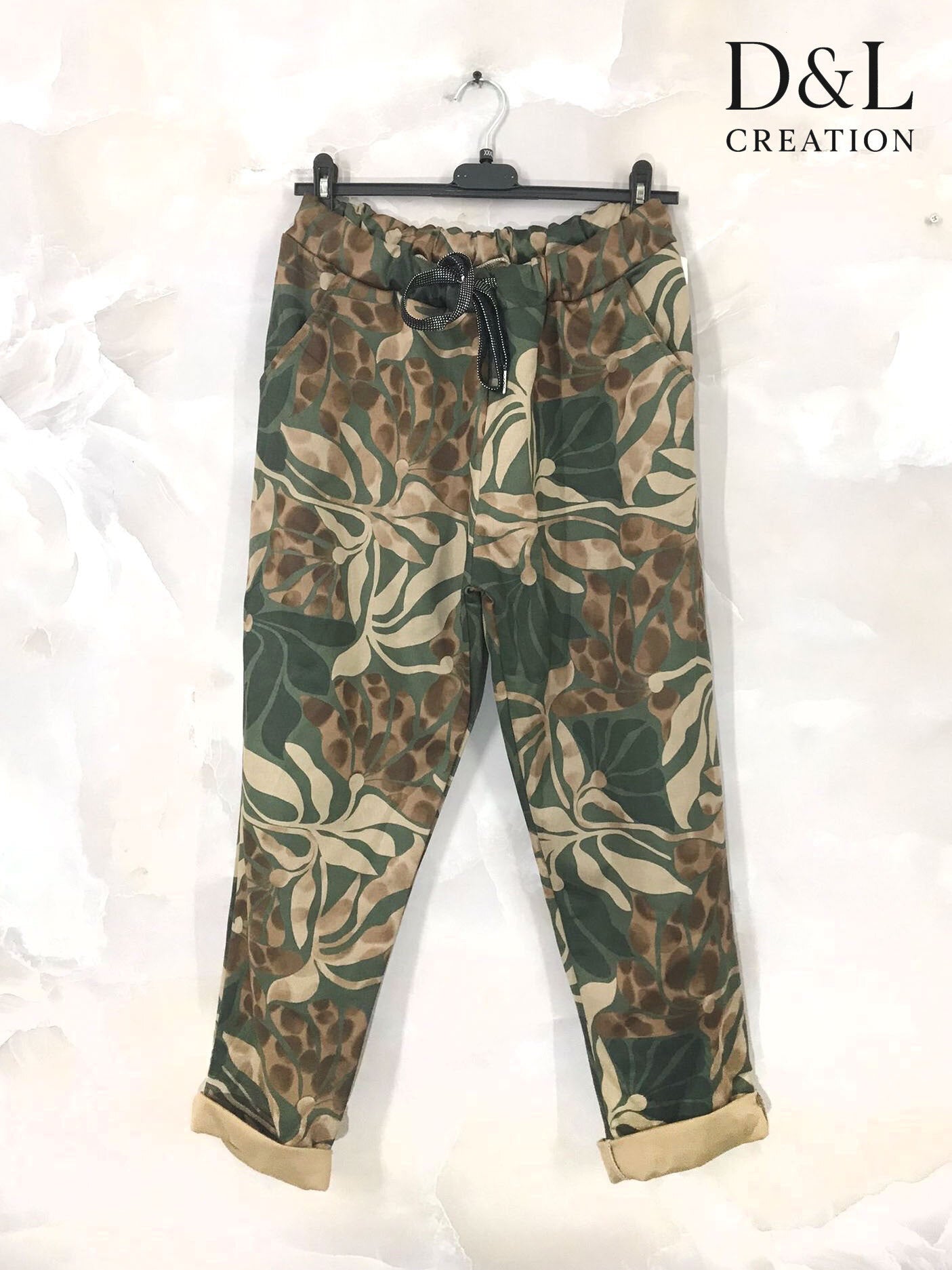 Printed suede pants sizes 38 to 48 i Stor Storlek