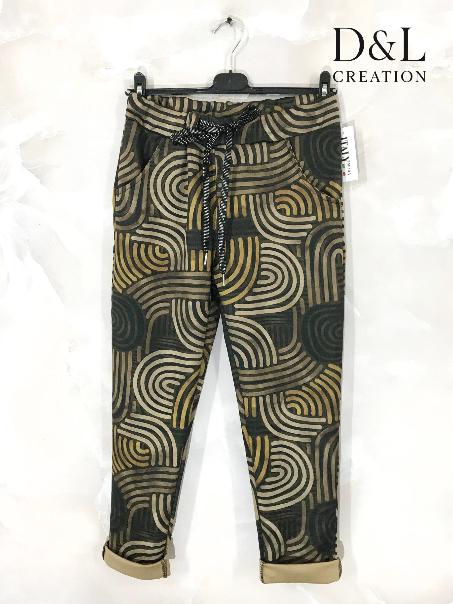 Printed suede pants sizes 38 to 48 i Stor Storlek