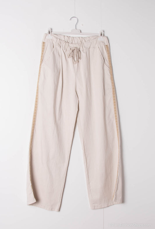 Plus Size Wide Leg Lycra Pants med Elastisk Midja