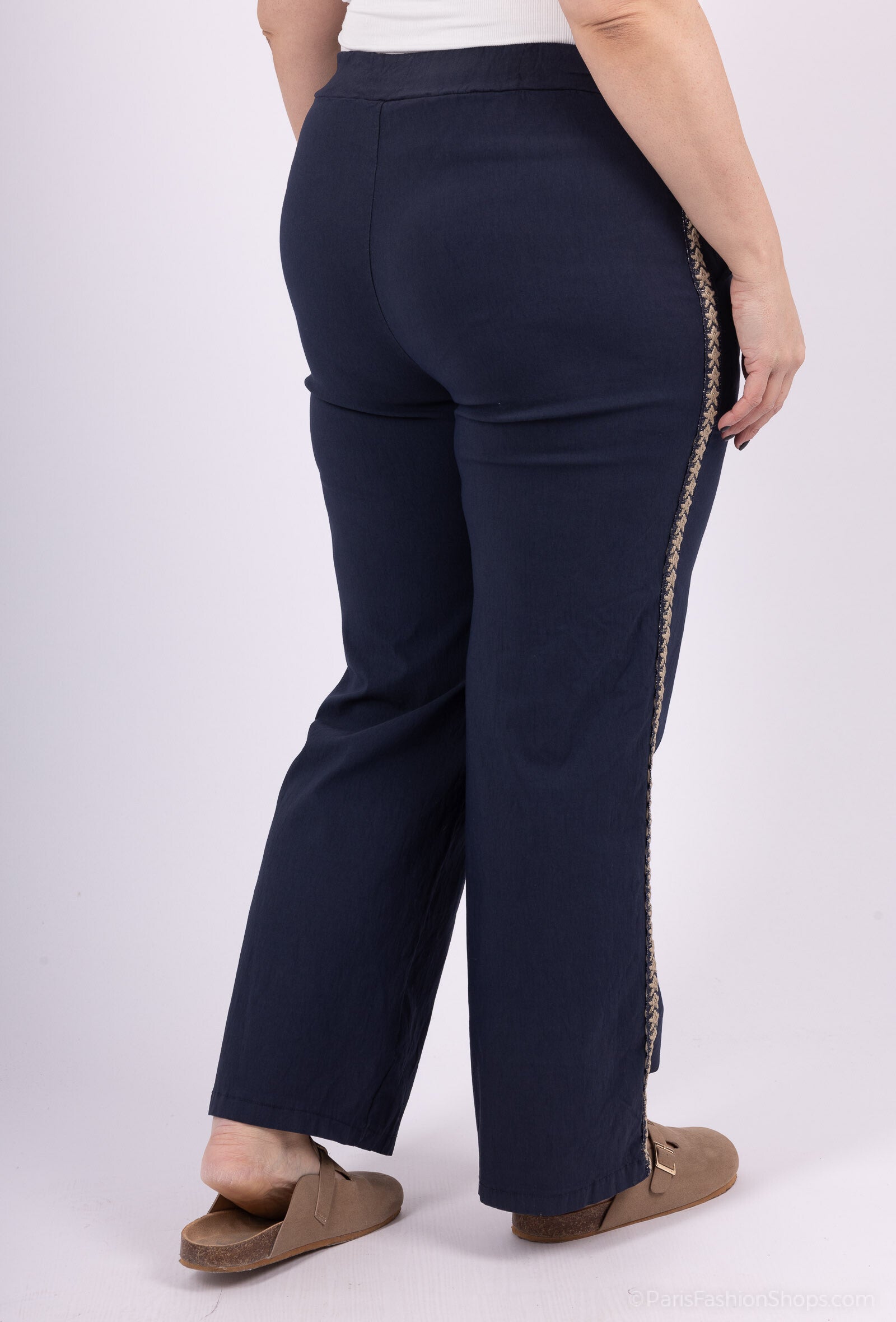 Plus Size Vidben Lycra Byxor med Elastisk Midja