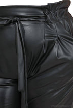 Plus Size High Waist Pants med PU Läderbälte