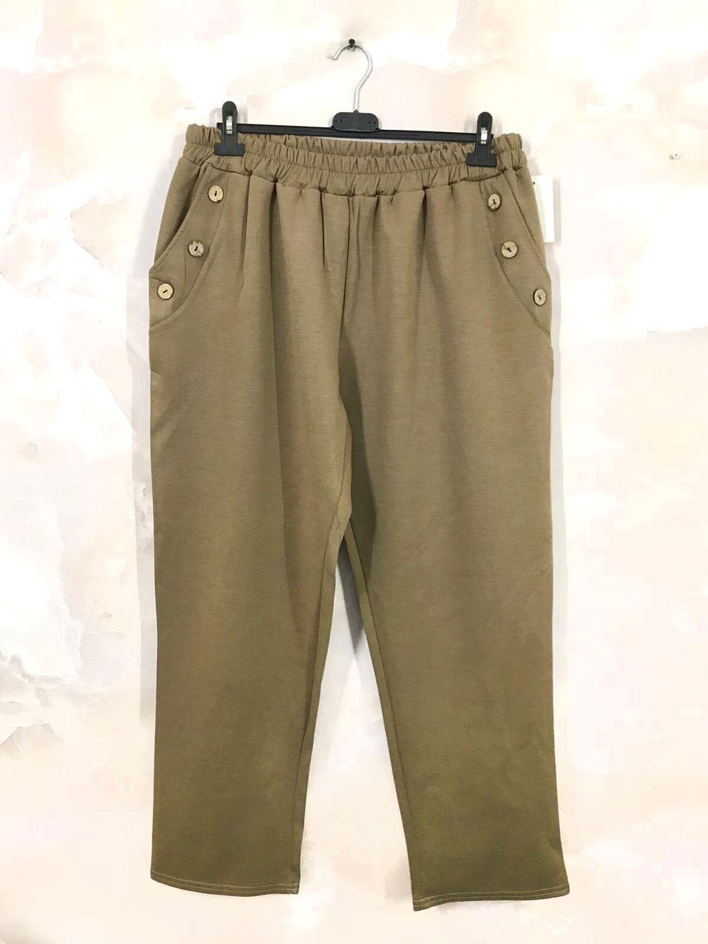 Sportswear fabric trousers with buttons and pockets