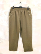 Sportswear fabric trousers with buttons and pockets