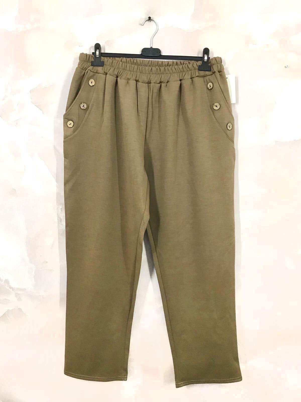 Sportswear fabric trousers with buttons and pockets