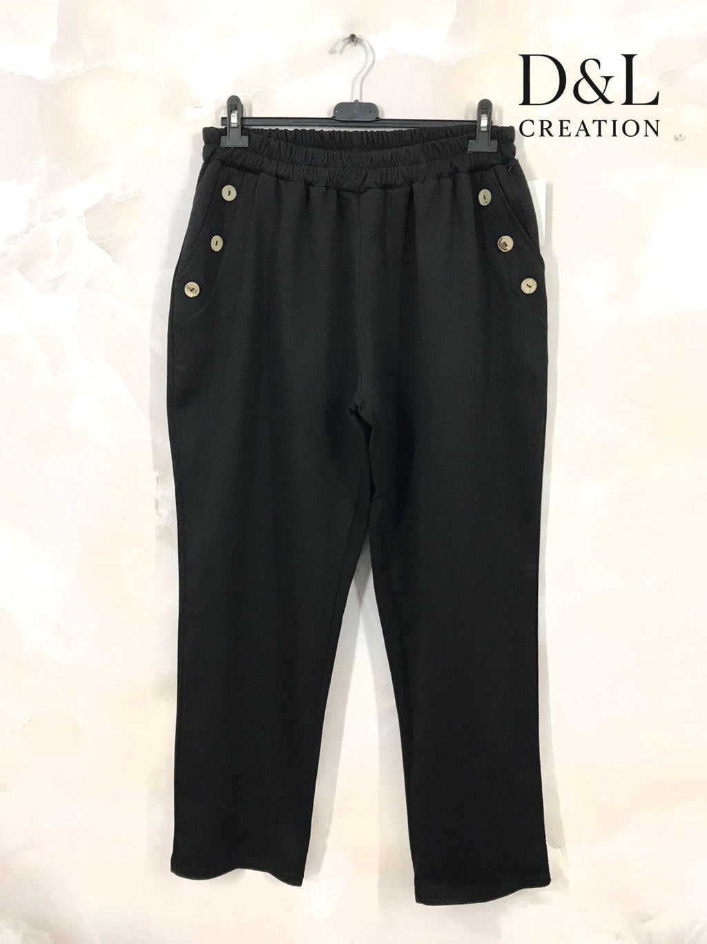 Sportswear fabric trousers with buttons and pockets