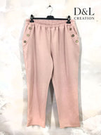 Sportswear fabric trousers with buttons and pockets