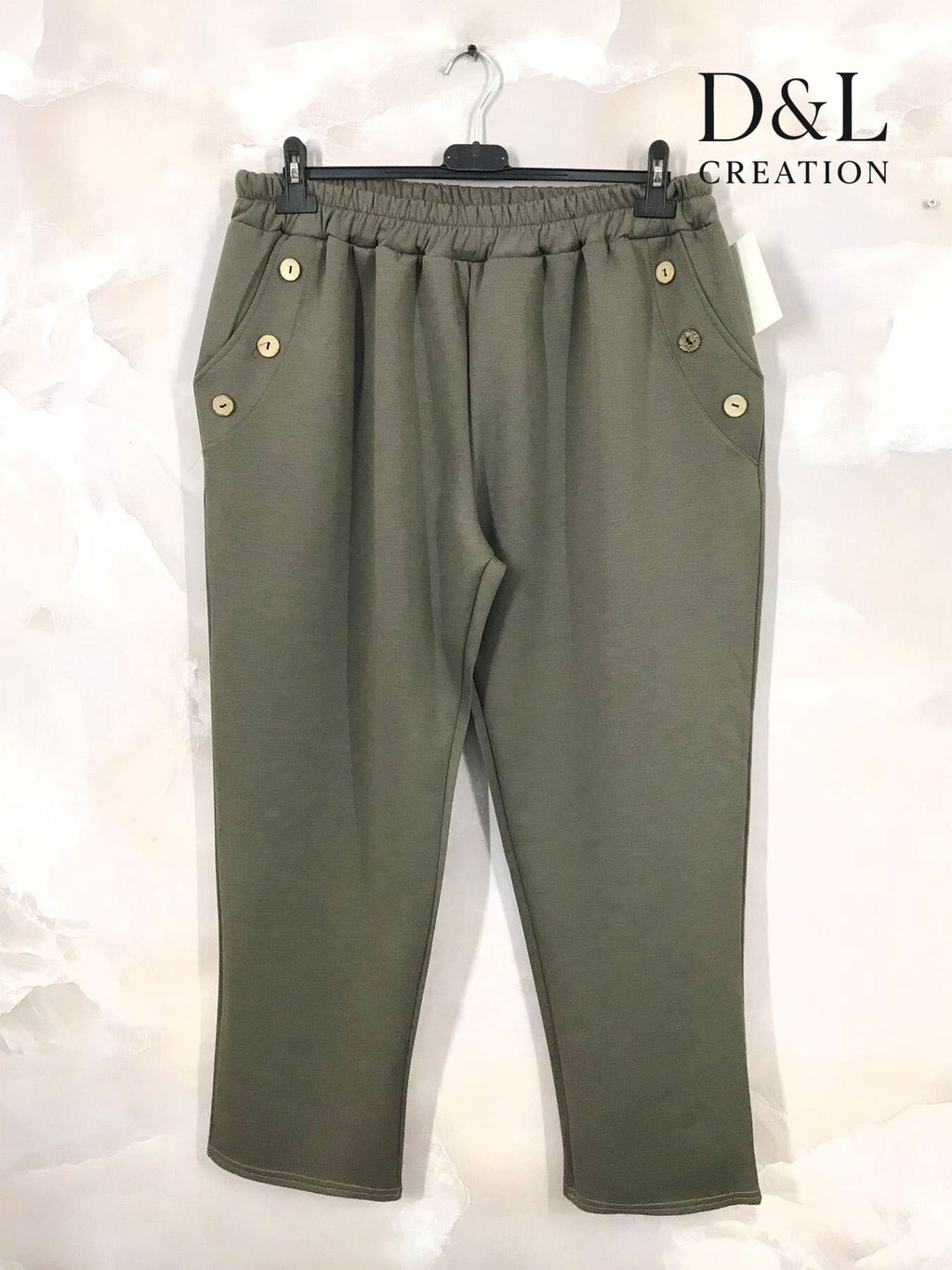 Sportswear fabric trousers with buttons and pockets