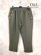 Sportswear fabric trousers with buttons and pockets
