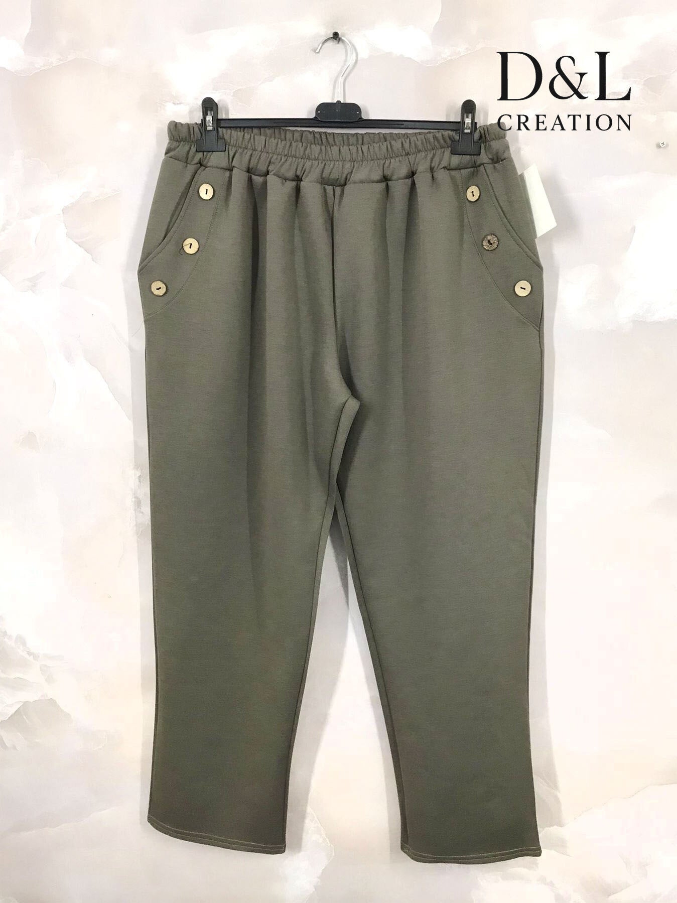 Sportswear fabric trousers with buttons and pockets