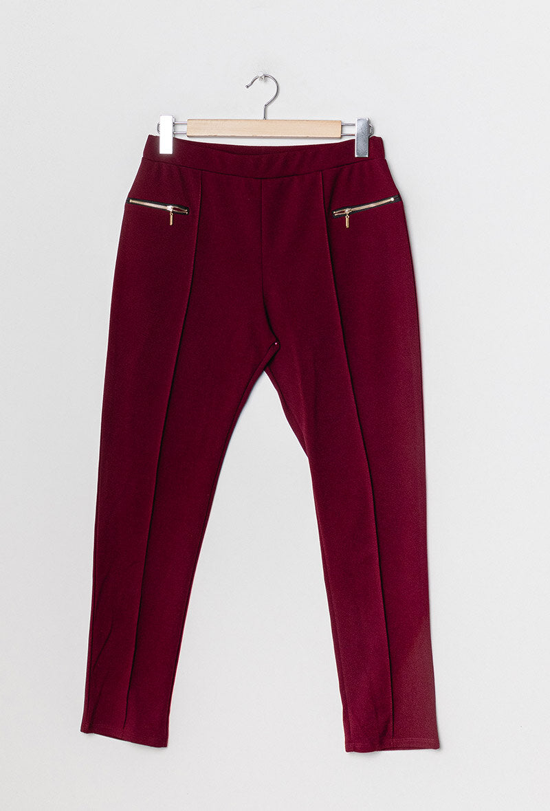 Plus Size Enkla Byxor med Dragkedjor