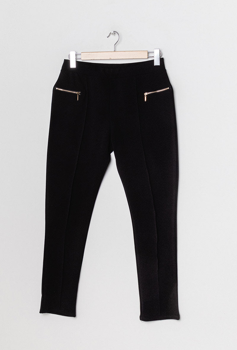 Plus Size Enkla Byxor med Dragkedjor
