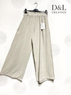 Plus Size Solid cotton linen effect trousers with pockets size 38 to 48