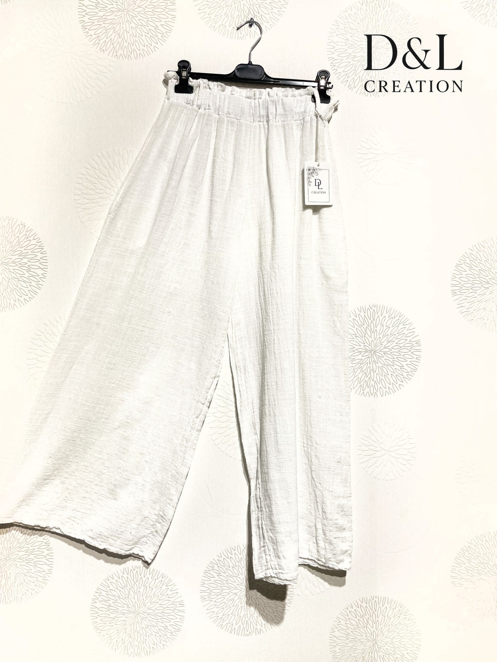 Plus Size Solid cotton linen effect trousers with pockets size 38 to 48