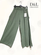 Plus Size Solid cotton linen effect trousers with pockets size 38 to 48