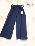 Plus Size Solid cotton linen effect trousers with pockets size 38 to 48