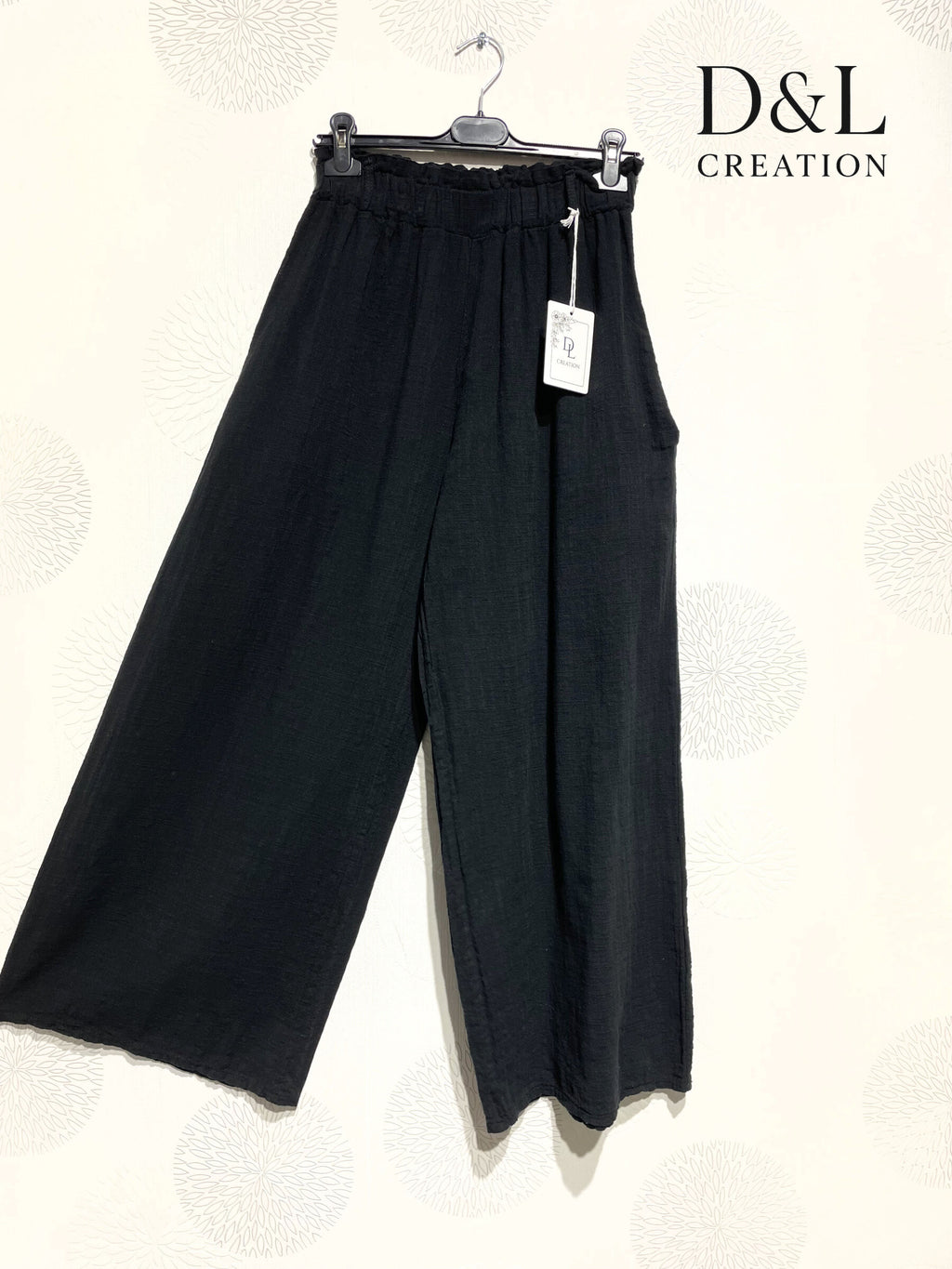Plus Size Solid cotton linen effect trousers with pockets size 38 to 48