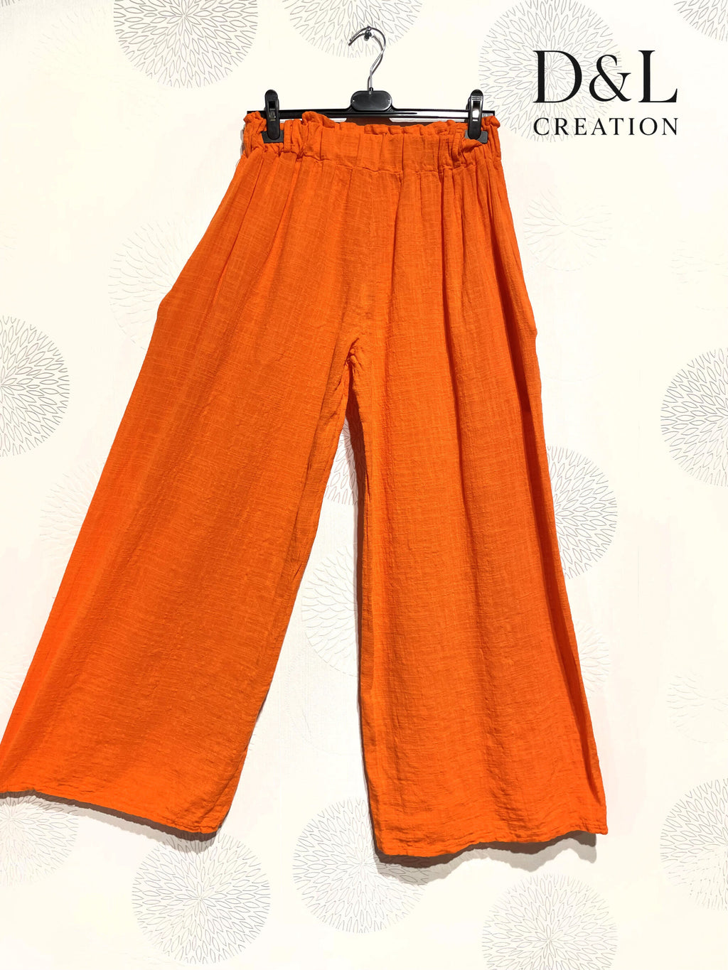 Plus Size Solid cotton linen effect trousers with pockets size 38 to 48