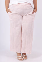 Plus Size Solid cotton linen effect trousers with pockets size 38 to 48