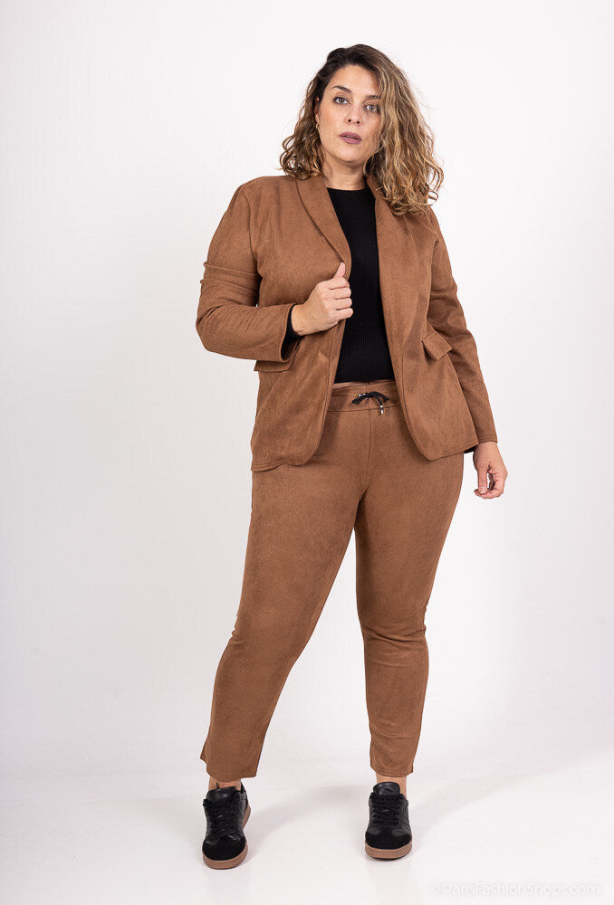 Solid suede pants with pockets