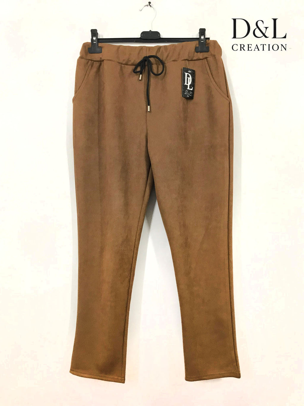 Solid Suede Pants with Pockets, Sizes 38 to 48 i Stor Storlek