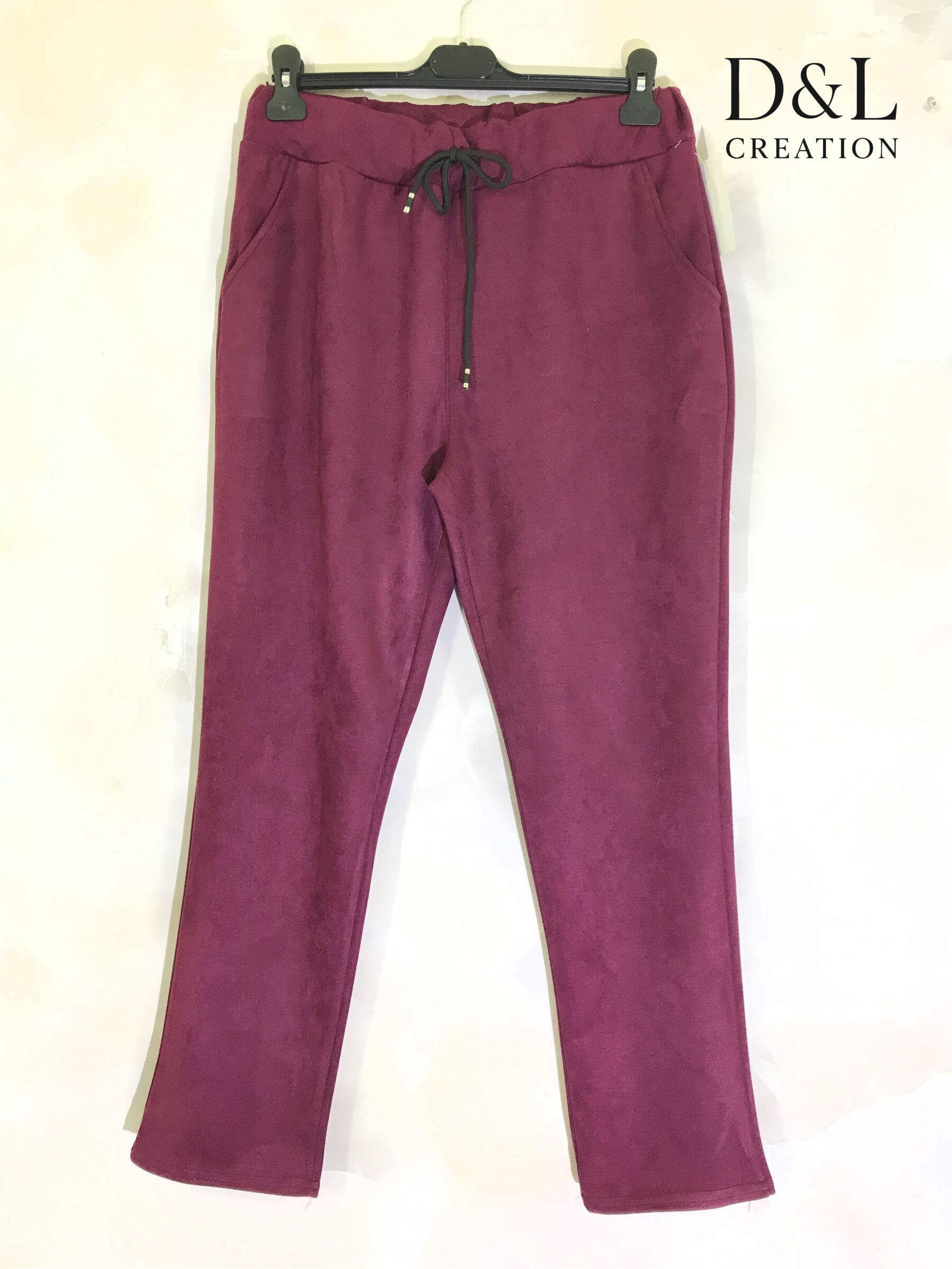 Solid suede pants with pockets